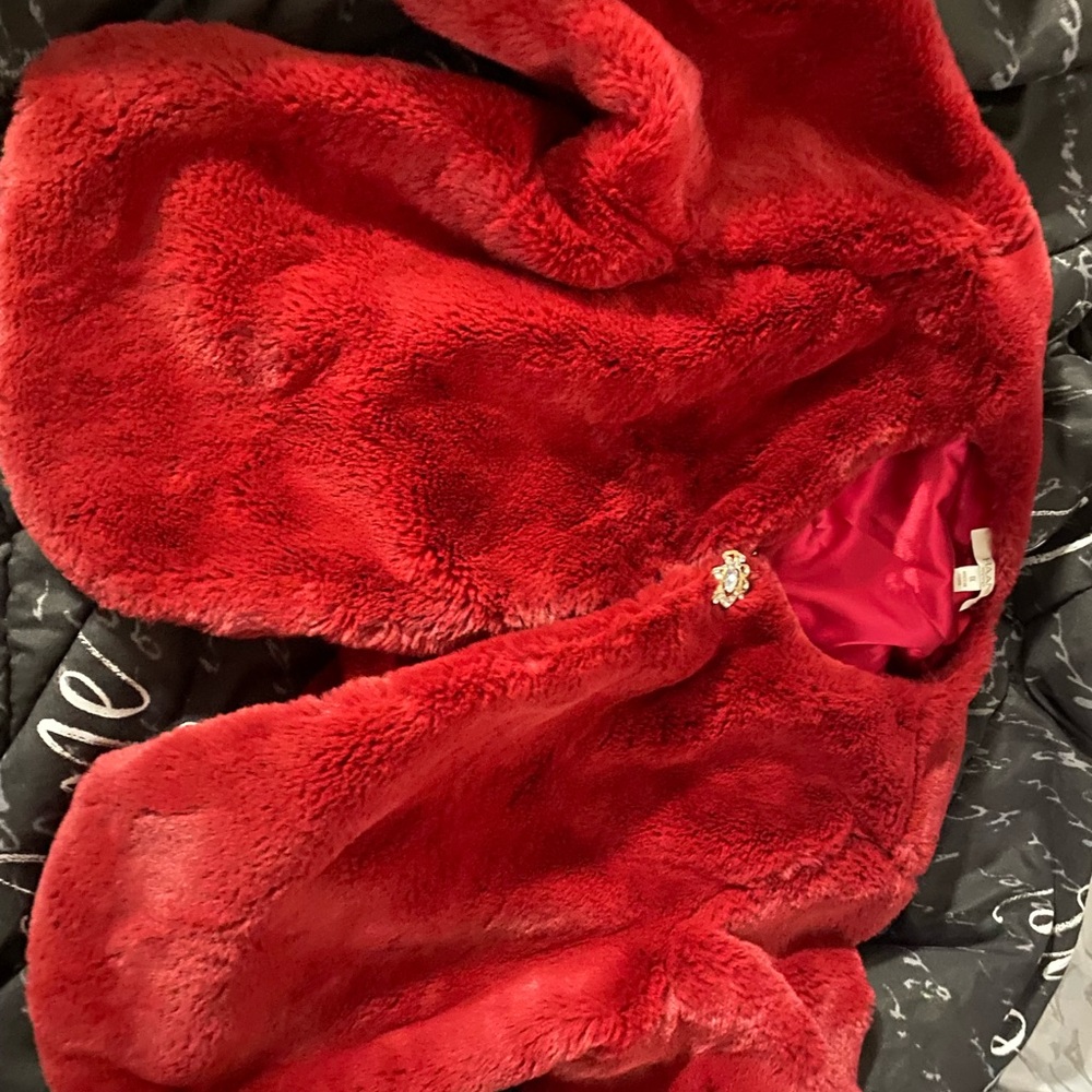Cozy Red Faux Fur cape/Jacket